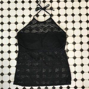 🍍HULA HONEY🍍 black high neck tankini top NWOT XL